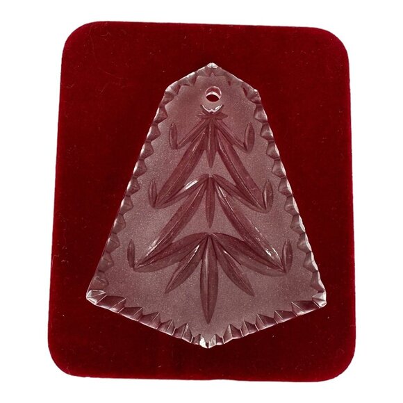 Waterford Crystal Christmas Tree Ornament Red Velvet Pouch & Box Rare Ireland - Picture 1 of 5